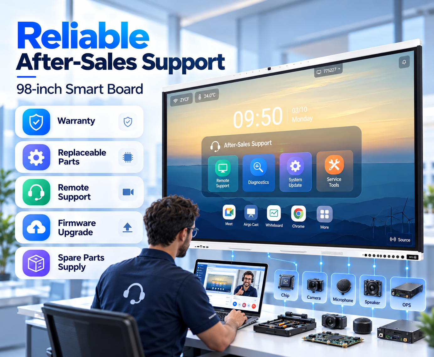 98-Inch Smart Board Reliable After-Sales Support